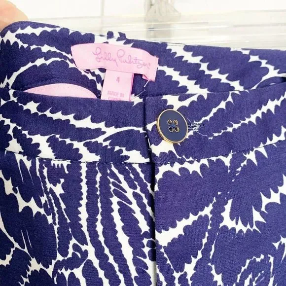 ❌SOLD❌ Lilly Pulitzer Women’s Peggy Zebra Print Blue White Pants Size 4 - Picture 8 of 12